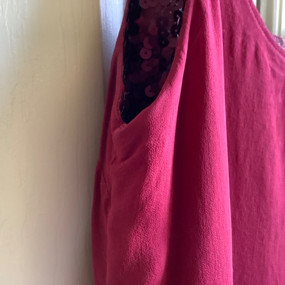 Theory Silk Sequins Party Dress Magenta SZ 10 - Picture 11 of 16